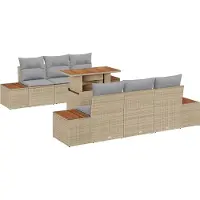 vidaXL Tuinbank Set 7 st Beige en Grijs