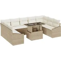 vidaXL Tuinbank Set 10 st Beige en Crème