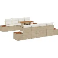 vidaXL Tuinbank Set 9 st Beige poly rattan