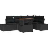 vidaXL Tuinbank Set 6 st Zwart poly rattan