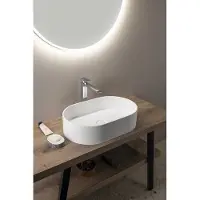 Sapho Thin ovale waskom solid surface 55x35cm wit mat