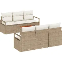vidaXL Tuinbank Set 7 st 6-Aantal zitplaatsen Beige en Crème