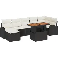 vidaXL Tuinbank Set 8 st Zwart en crème