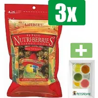 Lafeber El Paso Nutri-Berries Parrot 284 g - Vogelvoer - 3 Zakken - Inclusief 6 stuks PetsHome Fruitkuipjes