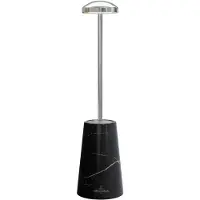 Villeroy & Boch tafellamp Siena | Zilver met marmeren zwarte voet | Oplaadbaar | Spatwaterdicht