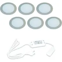 Hera FR-68 LED set van 6 inbouw spots met trafo 24V RVS-look