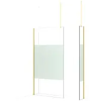 Maxaro Diamond Inloopdouche | 110x30 cm Lichtgoud Helder met matte strook 2 vaste wanden