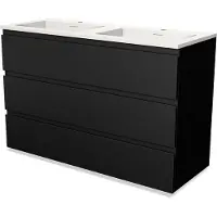 Maxaro Modulo Badkamermeubel met wastafel | 120 cm Mat zwart Greeploos front Solid surface 3 lades