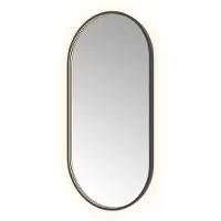 Hotbath &More OVA612 Oval spiegel 60x120cm met verlichting, spiegelverwarming, kleurwissel, dimbaar en afstandsbediening geborsteld zwart PVD