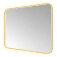 Hotbath Spiegel &MORE 80x100 cm LED-Verlichting Spiegelverwarming Rechthoek Afgerond Geborsteld Messing PVD