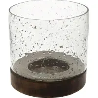HBX natural living Kaarshouder Bubbelglas H16D17 Zwart Transparant transparant Glas HBX natural