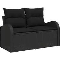 vidaXL Tuin Sofa met kussen Zwart 124 x 62 x 69cm poly rattan