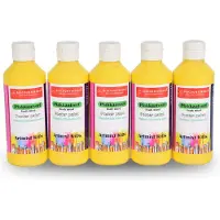 Discountershop Plakkaatverf Gele Plakkaatverf 250ml - 5 Tubes van 16cm: Extra Dekkend Uitwasbaar en Kindvriendelijk op Waterbasis | Geschikt voor Papier en Hout Voor Kinderen en Volwassenen