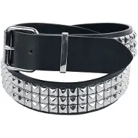Black premium by emp Riem - Black Three-Row Studded Belt - zwart - Maat 105 cm