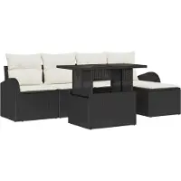 vidaXL Tuinbank Set 6 st Zwart poly rattan