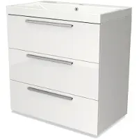 Maxaro Modulo Badkamermeubel met wastafel | 80 cm Hoogglans wit Vlak front Keramiek 3 lades