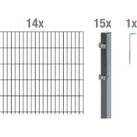 Alberts 650483 dubbelstaafmat hekwerk als 30-delige complete hekwerkset, antraciet, hoogte 80 cm, lengte 28 m