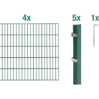 Alberts 650193 dubbelstaafmat hekwerk als 10-delige complete hekwerkset, groen, hoogte 120 cm, lengte 8 m