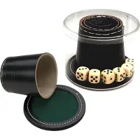 HOT Games Dobbelbeker pro zwart kunstleer 10 x 8 cm