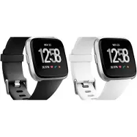 Strap-it Bundel van 2 Siliconen Bandjes - Geschikt voor Fitbit Versa / Versa 2 Maat: S - Zwart & Wit - Sportbandje - Sportarmband - Siliconen Band - Waterbestendig & zweetbestendig