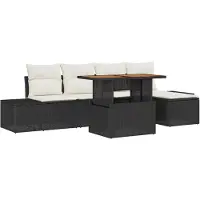 vidaXL Tuinbank Set 6 st Zwart poly rattan