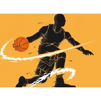 Karo-art Fotobehang Dribbelende Basketbalspeler - Vliesbehang - 416 x 254 cm