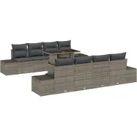 vidaXL Tuinset met 9 stukken, grijs, van polyrotan