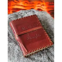 Ancient Wisdom Leren Wikkelnotitieboek Book of Thoughts 15,5x12cm - Handgemaakt