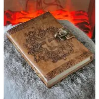 Ancient Wisdom Leren Notitieboek - Greenman - Handgemaakt - 20x15cm