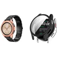 Strap-it Smartwatch band 20mm + Screenprotector - stalen band geschikt voor Samsung Galaxy Watch 7 40mm / Watch 6 40mm / Watch 5 40mm / Watch 4 40mm / Watch FE - Zwart