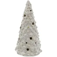 HBX natural living Beeld Kerstboom H17 LED Verlichting Wit wit Aardewerk