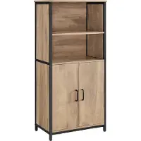 Vasagle Keukenkast met 2 open vakken en een kastje, Eiken bruin + zwart