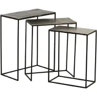 J-Line set van 3 bijzettafels rechthoekig aluminium /mix 53x29x66cm