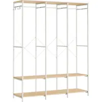 Songmics Open kledingkast met kledingroede en haken, Natuurlijk beige / 40 x 141 x 180 cm