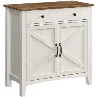Vasagle Keukenkast met lades deuren en verstelbare plank, Vintage Wit + Honingbruin