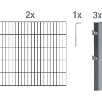 Alberts Dubbelstaafmat hekwerk Basisset Hoogte: 80 - 160 cm, totale lengte: 4 - 30 m, voor plaatsing in beton (set)