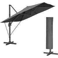 Songmics 360° draaibare parasol met zwengel en standaard, Grijs