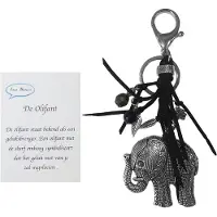 Een Wens Tas/sleutelhanger De Olifant Zwart