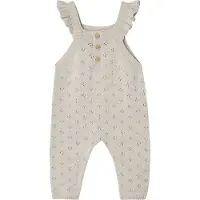 Vertbaudet Tuinbroek van tricot baby's met schouderbandje en ruches gemêleerd beige