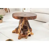 Invicta Massieve bijzettafel ROOT 40cm teakhouten kruk gemaakt van wortelhout - 37139