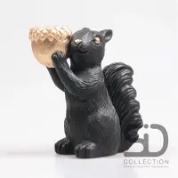 Season Inspired Decoration Theelichthouder Eekhoorn 20,5cm zwart zwart Aardewerk