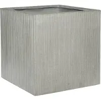 Pottery Pots Bloempot Ridged Block L Light Grey Horizontally Ridged 50 x 50 x 50 cm