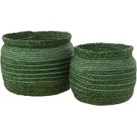 OEM Set of 2 basket braided edge seagrass green