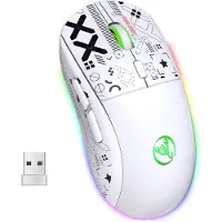 HxSJ T90 2.4G Stille Draadloze Gaming Muis - Bluetooth - Computermuizen - Ultra licht - RGB Verlichting - Wit
