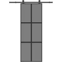 vidaXL Schuifdeur met beslag 76x205 cm gehard glas en aluminium