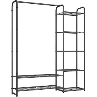 Songmics Vrijstaand kledingrek met planken, Mat zwart / 29 x 112 x 158,4 cm