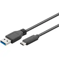 EDM USB-A naar USB-C kabel, model 51247, zwart, 1 meter