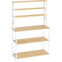 Vasagle Keukenplank met stopcontacten en roosterplaat, Eikenkleur-wit / 40 x 100 x 167 cm