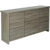 MCW Dressoir -K75, highboard stellingkast schuifdeur 7 vakken hout look industrieel metaal 84x150x40cm ~ natuurlijke kleur