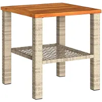 vidaXL Tuintafel 40x40x42 cm poly rattan en acaciahout beige